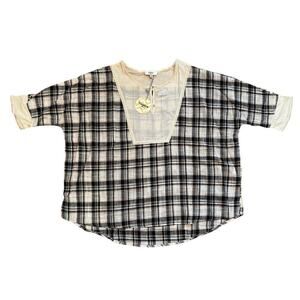 Hayden Bloomingales Plaid Lace Women's Tunic Blouse Small Medium